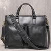 Retro Fashion Men'S Genuine Leather Laptop Bag Crazy Horse Leather Handmade Shoulder Oblique Span Bag Large Capacity Briefcase