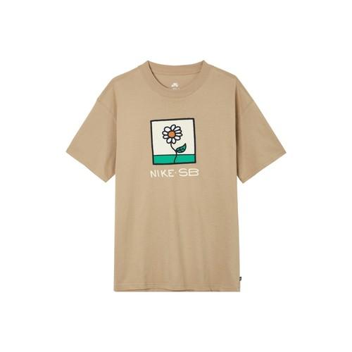 Nike Men s Solid Color T-Shirt with Small Floral Print in Khaki EU M хаки