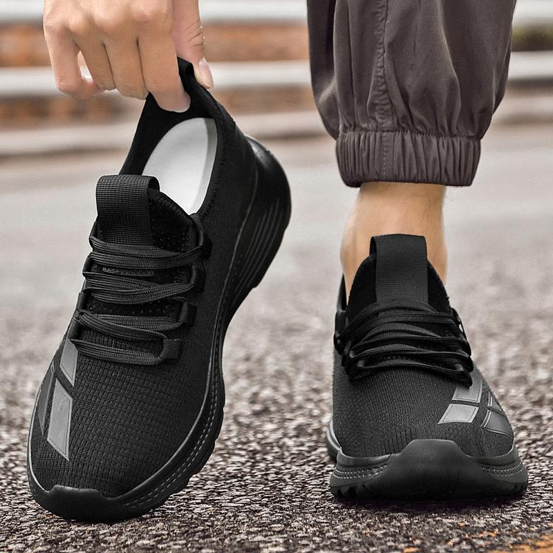 New Men'S Black White Elevator Shoes 6/8/10cm Height Increasing Casual Breathable Comfortable Non-Slip Walking Sneakers For Men