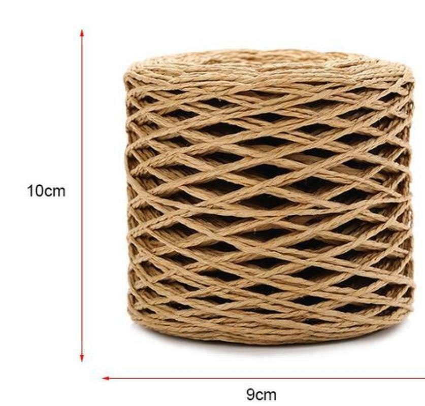 200 Meter Natural Raffia Straw Yarn For Hand Knit Crochet Summer Straw Hat Handbag Cushion Baskets Knitting 2mm Colorful Threads