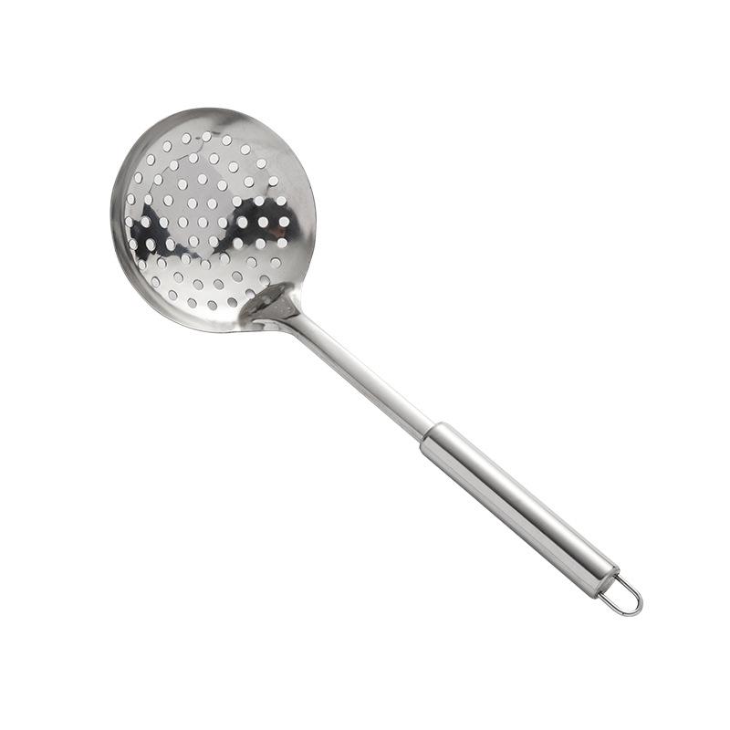 Juego de utensilios de cocina de acero inoxidable engrosado: Espátula, pala de cocina, colador y cuchara sopera