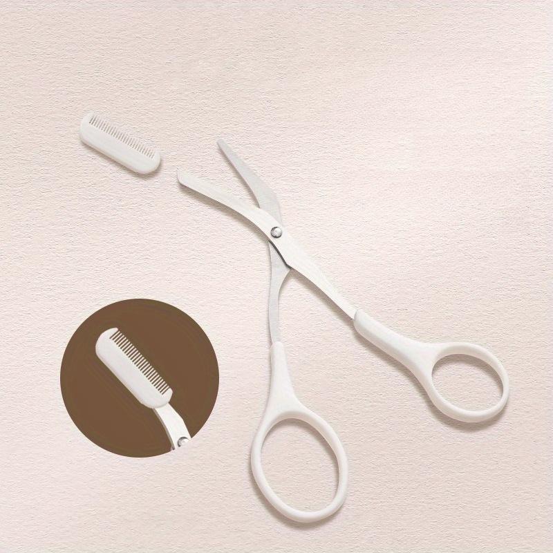 Pink Eyebrow Scissors And Comb, Plastic, For Right Hand, Beginner Eyebrow Trimming Set, For Trimming And Grooming Eyebrows