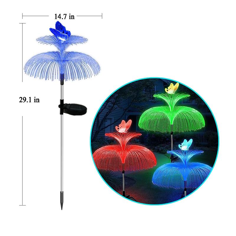 

1/2 шт. солнечные садовые светильники 7 цветов меняющие двухслойный светильник в виде медузы с бабочкой наружное освещение для декора двора 1pcs