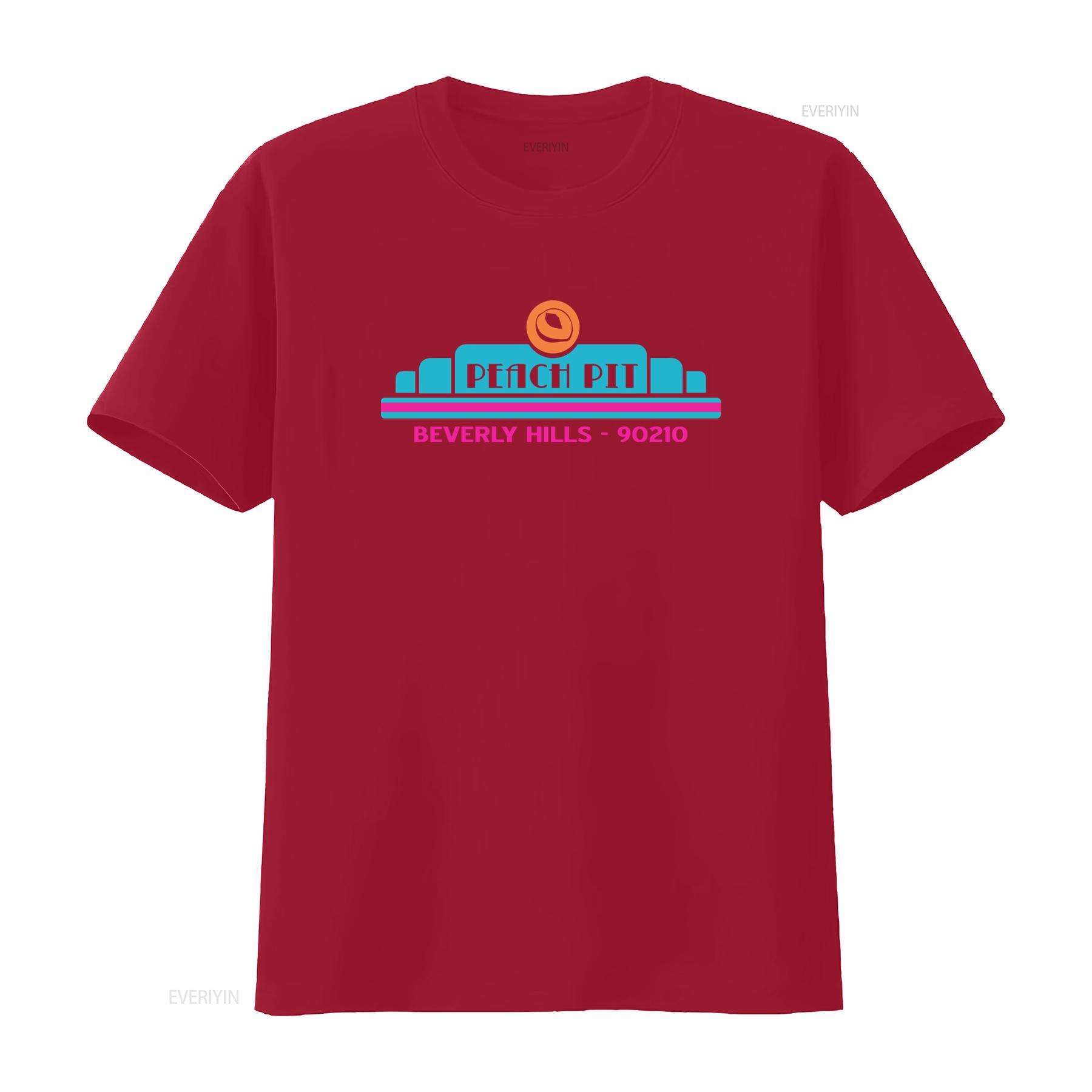 Peach Pit Beverly Hills 90210 T Shirt Retro Style Fashion vintage Washed Versatile designer clothes Stretched graphic Soft S