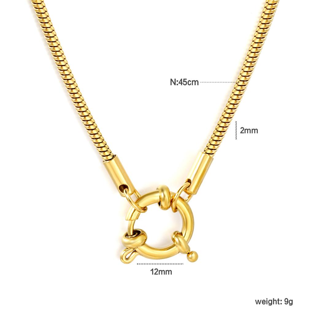 Personalized Hip Hop Necklace Stainless Steel Simple Versatile Spring Buckle Clavicle Chain Chain Clavicle Chain