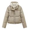Cotton clothes women's new winter thickened bread clothes contrasting colors hooded cotton-padded clothes student jackets trendy