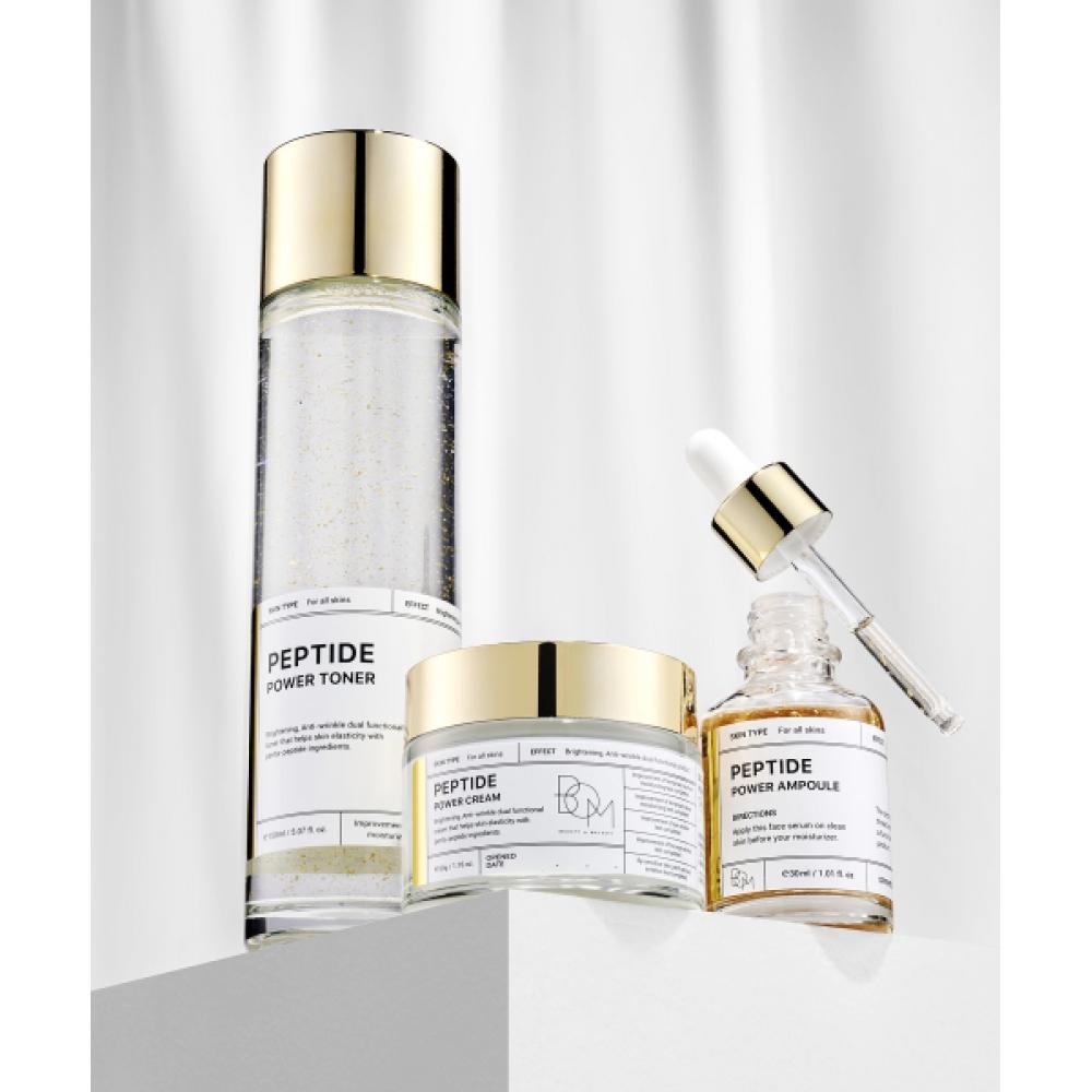 B.o.m Peptide Power Skincare 3 Piece Set  Toner   Ampoule   Cream 
