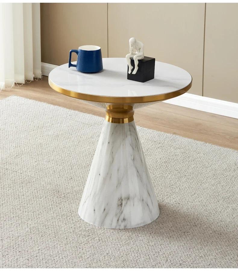 Light Luxury Round Coffee Table Modern Simple Exquisite Household Corner Table Living Room Sofa Side Table Rock Plate Small