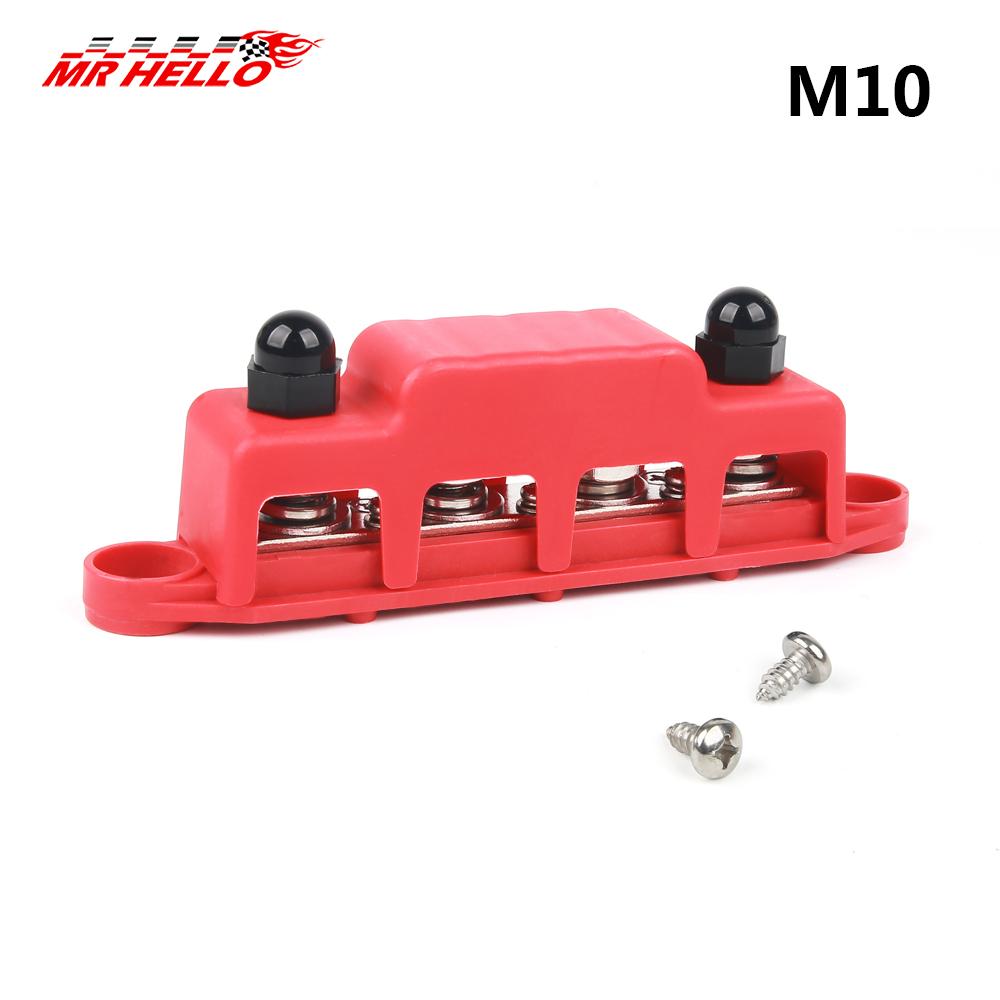 M8 M10 4 Ways Wiring Rows Bus Bar Terminal Block Power Distribution Block Suitable For Car / Touring car / Yacht Fuses4