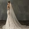 Wedding Bridal Veil with Comb One Layer Pearls Adornment Cut Edge Elbow/Fingertip/Cathedral Length Tulle Sheer Veils