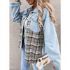 JKASHDK Moda Donna Casual Stampa a Quadri Autunno Inverno Manica Lunga Giacche e Cappotti con Collo POLO