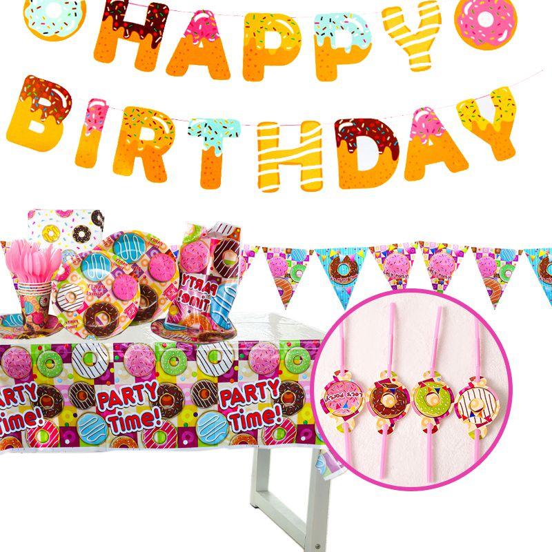 Delightful Donuts Theme Party Supplies For Kids Birthday With Plates Cups And Decor