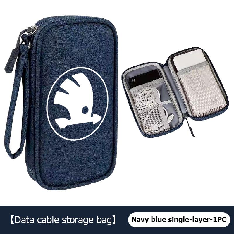 AAABR1 Travel Portable Digital Accessories Storage Bag Organizer For Skoda Kamiq Karoq Octavia 2 3 Rapid Scala Kami Fabia VII VRS
