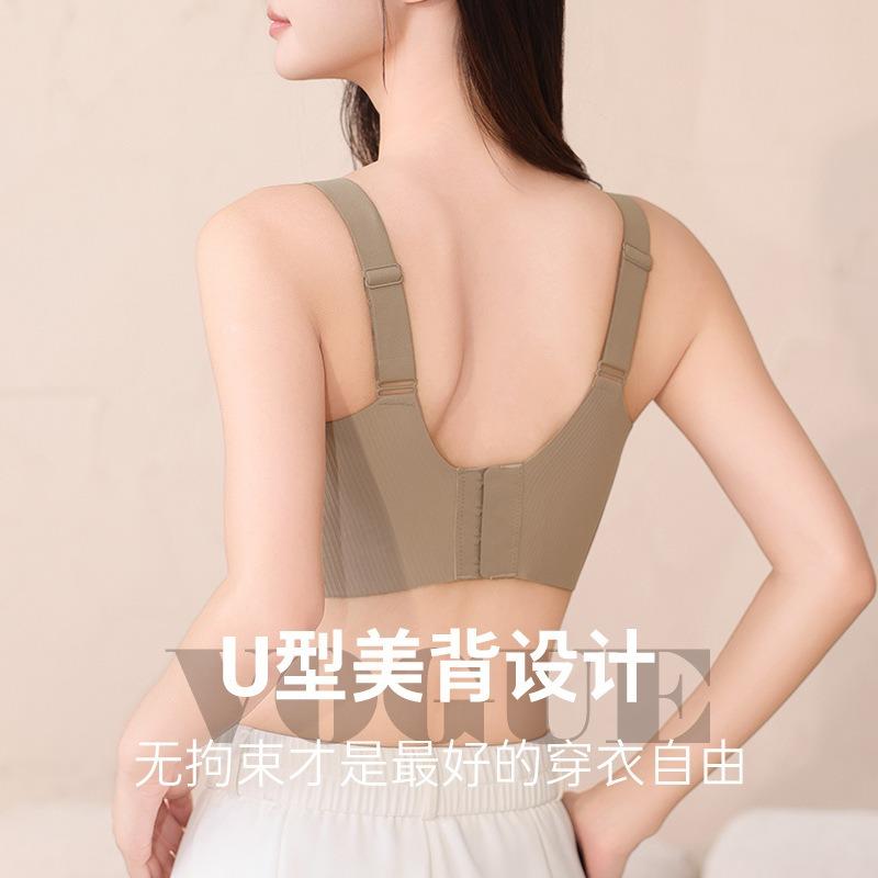 Large Breasts Show Small Underwear, Women's Soft Support Pull Anti-sagging Seamless Summer Thin Small Bra