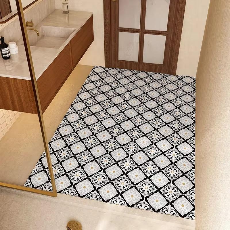 Bathroom Floor Mat Absorbent Quick-drying Carpet American Retro Style Diatom Mud Non-slip Foot Mats Large Size Toilet Door Rug