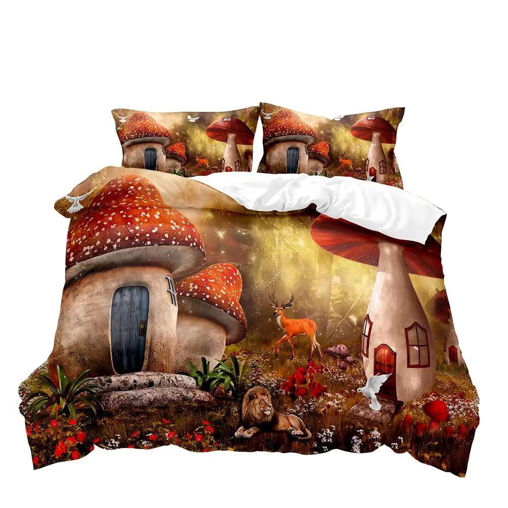 Comforter 3 Pcs Mushroom Bedding Set Butterfly Queen Boys Girls Kids Bedding Star Galaxy Botanical Boho Aesthetic Ultra Soft