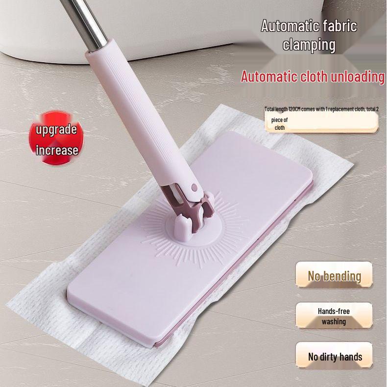 Multi-Surface Wet/Dry Mop with Automatic Cloth Clipper & Face Towel Holder