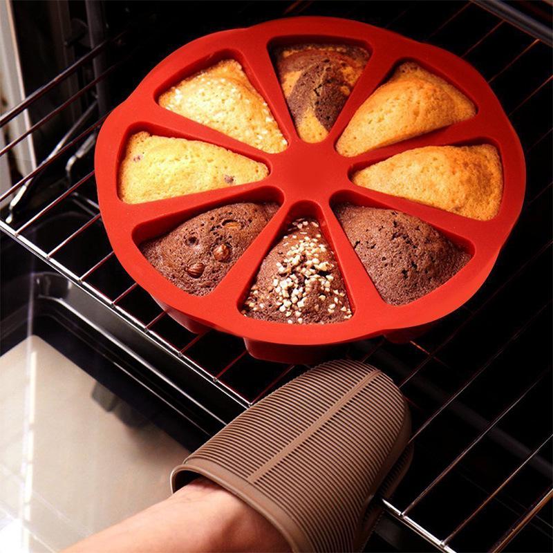 Food-Grade Silicone 8-Cavity Cake Mold - Non-stick & Thickened Pizza Pan