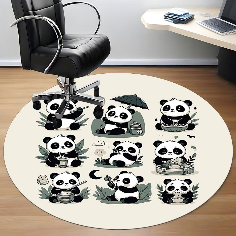 1pc Panda Leisure Office Round Area Rug, Indoor Mat Suitable For Office, Under Office Chairs Bedroom Living Room Home Decor, Room Deco