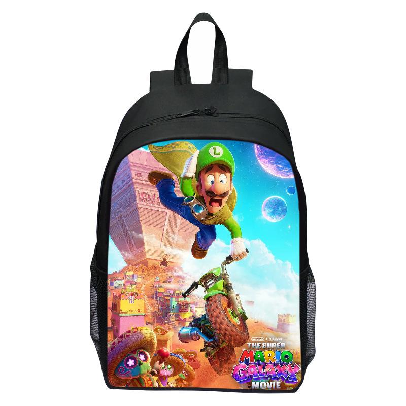Super Mario Kids Backpack Elementary Student Cartoon Mario Print Bookbag New