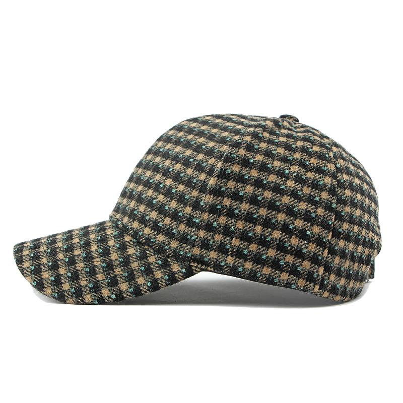Männer Woolen Hut Frauen Frühling Herbst Plaid Kappe Weibliche Warme Baseball Kappe Sonnenschutz Hut