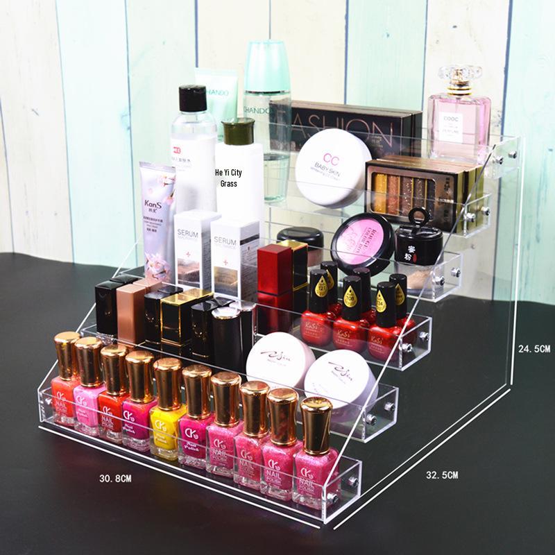 Acrylic Multilayer Nail Polish Display Stand - Transparent Cosmetic Organizer