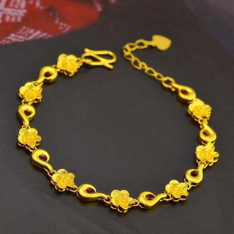 Dubai Jewelry Gold PlatedBracelet Women's Variety of Fashion Thin Sections Long-Lasting Colorless Flowers Gold Plated Plated