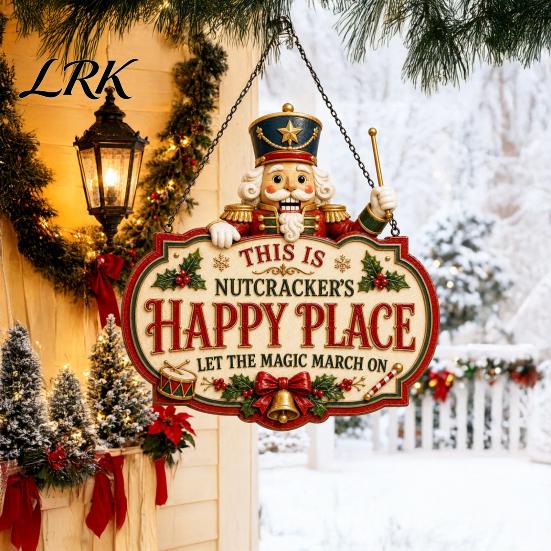 Christmas Bedroom Door Decor This Is Our Blessed Happy Place Sign, Welcome Front Durable Wooden Holiday Sign Hanger Decoration, Rustic Wall