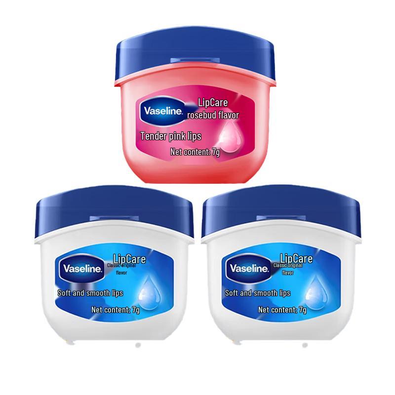 Vaseline Classic Lip Balm 3-Pack (Original & Rose)