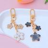Alloy Cherry Blossom Keychain Enamel Coating Cute Bag Charm Durable Pearl Drop Keyring  For Women