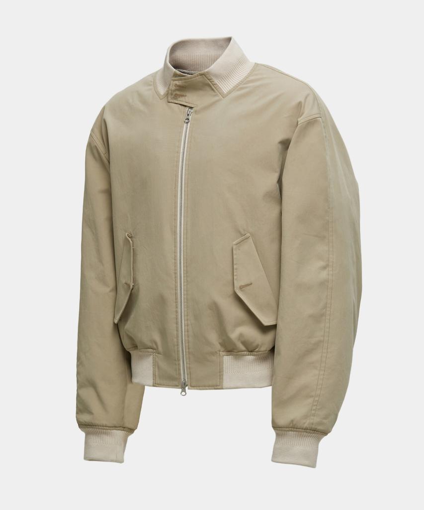 Coor Ribbed High-Neck Harrington Jacket (Beige)