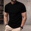Men Plus Size Round Neck Short Sleeve T Shirt Black White Printed Pullover Straight Hem