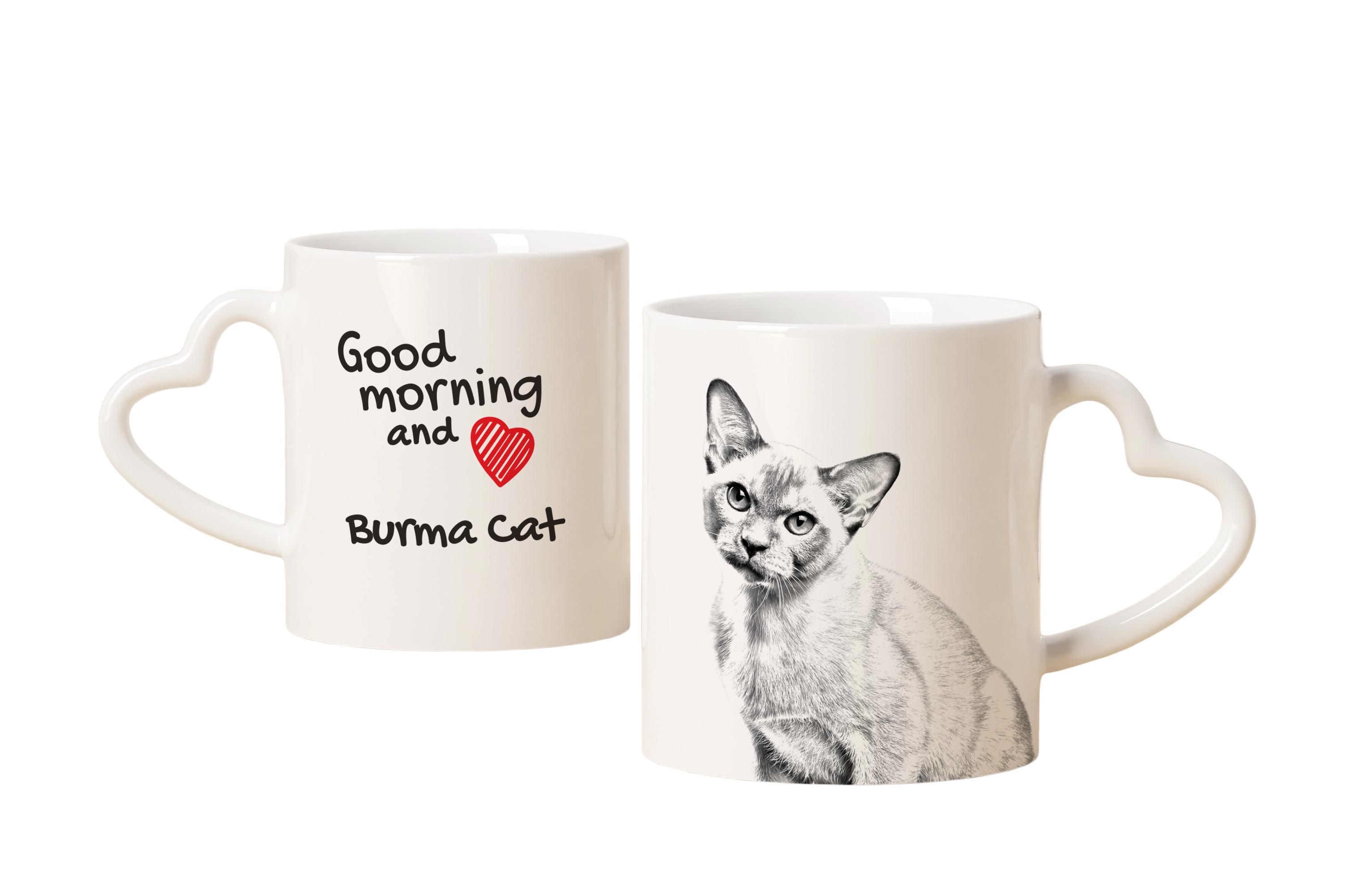 

Burmese cat - cat mug, adorable heart-shaped handle mug, universal gift from Art-Dog brand білий