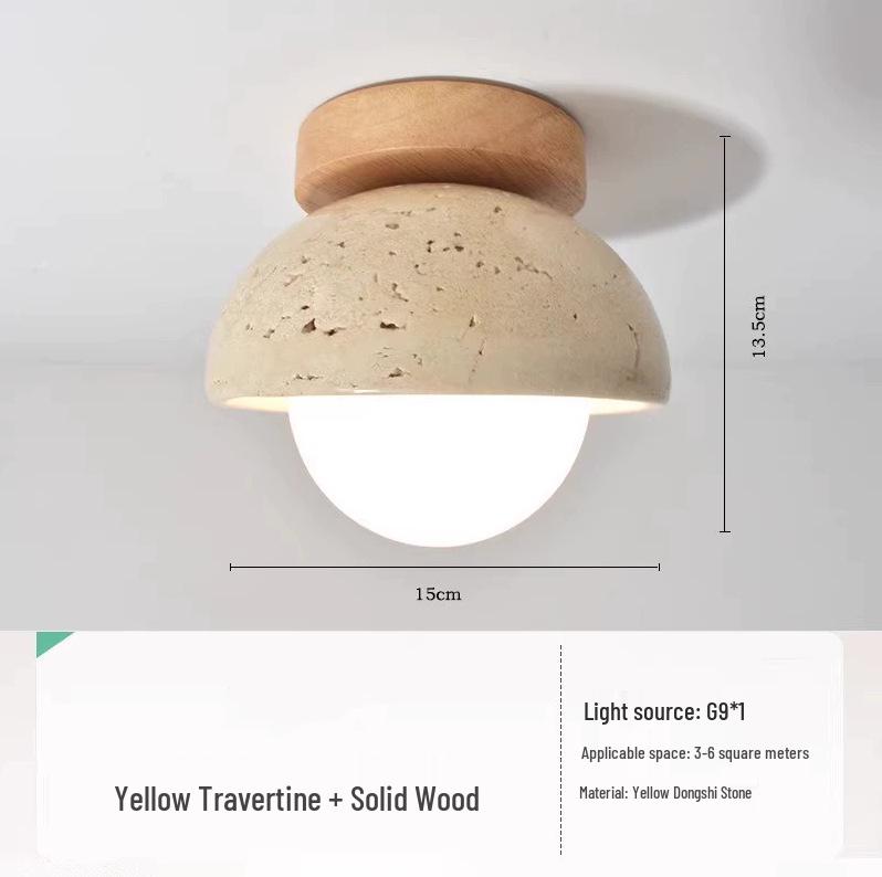 Japanische Wabi-Sabi Gelber Höhlenstein Deckenleuchte für Eingangsbereich oder Balkon