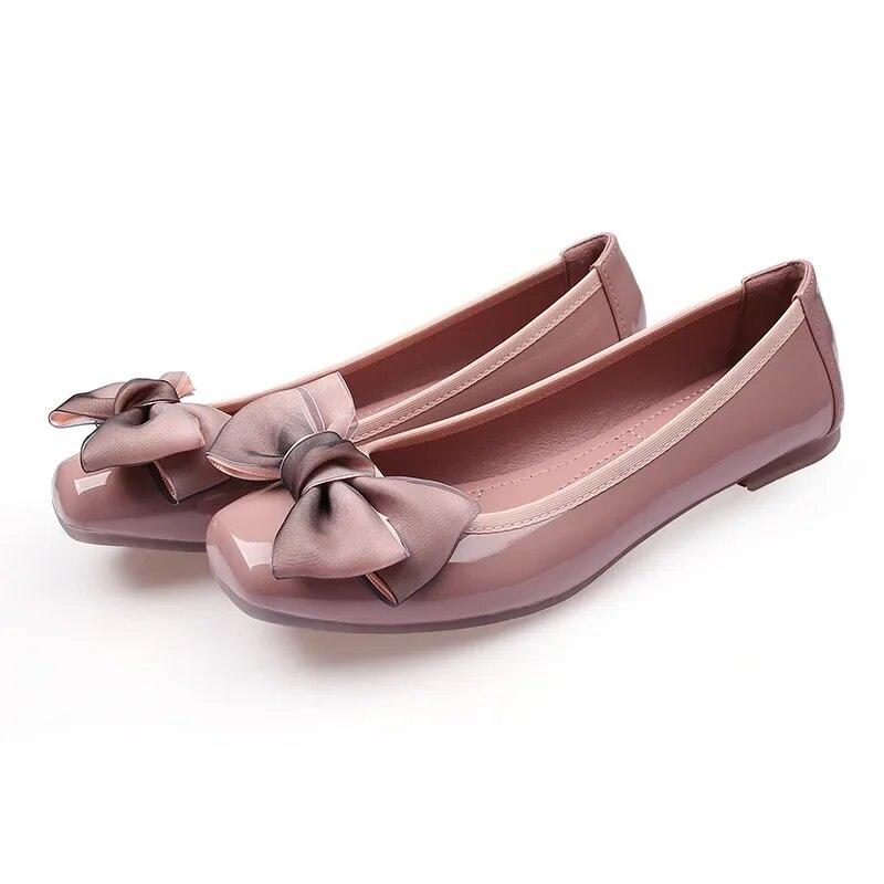 Spring Summer Shoes Women Flats Soft Comfortable Shoes Butterfly Knot Office Lady Shoes Black Pink Red Plus Size 42