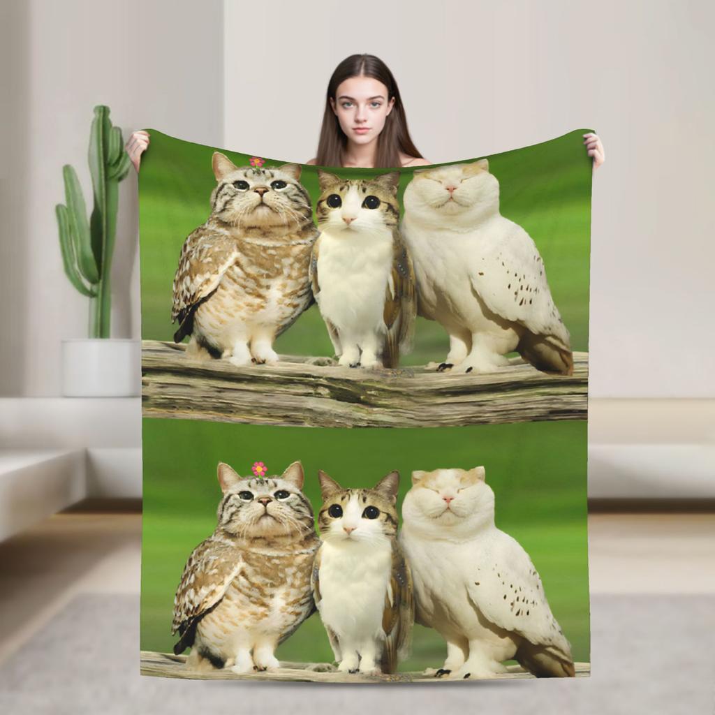 Internetberühmte Meowl Katze Eule Meme Decke Reise Flanell Überwurf für Wohnkultur Warm Benutzerdefiniert DIY Tagesdecke Geburtstagsgeschenk