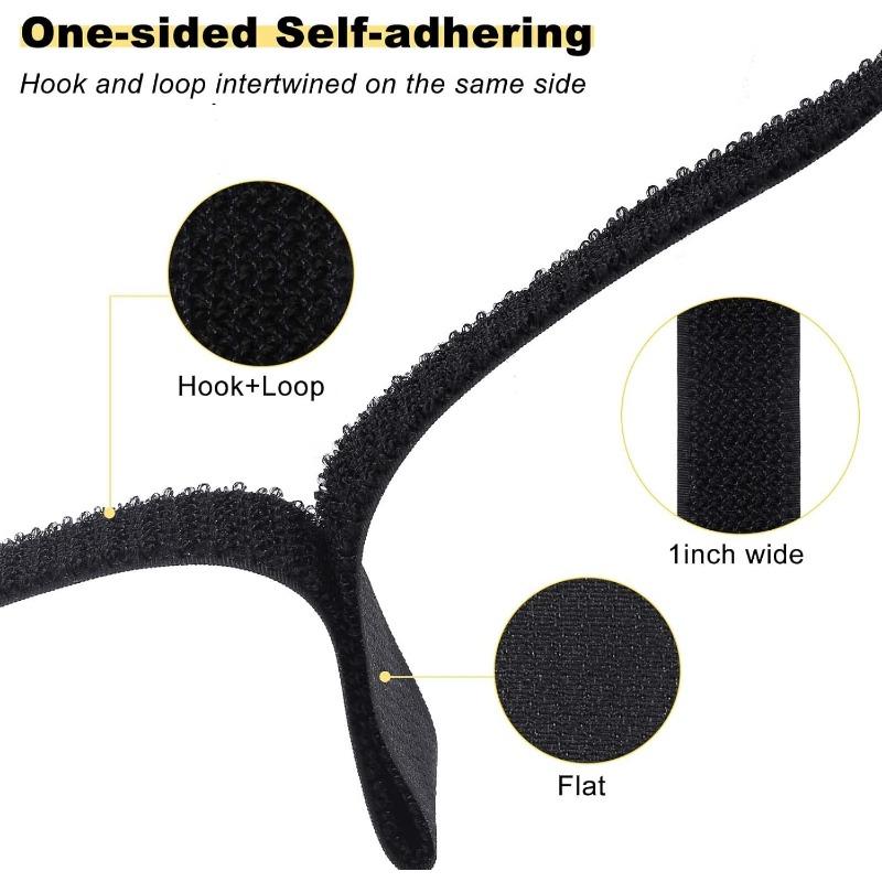 1PACK 1 inch x 32 feet Velcro straps with 50 metal buckles, adjustable fastening cable straps, cut length fastening straps