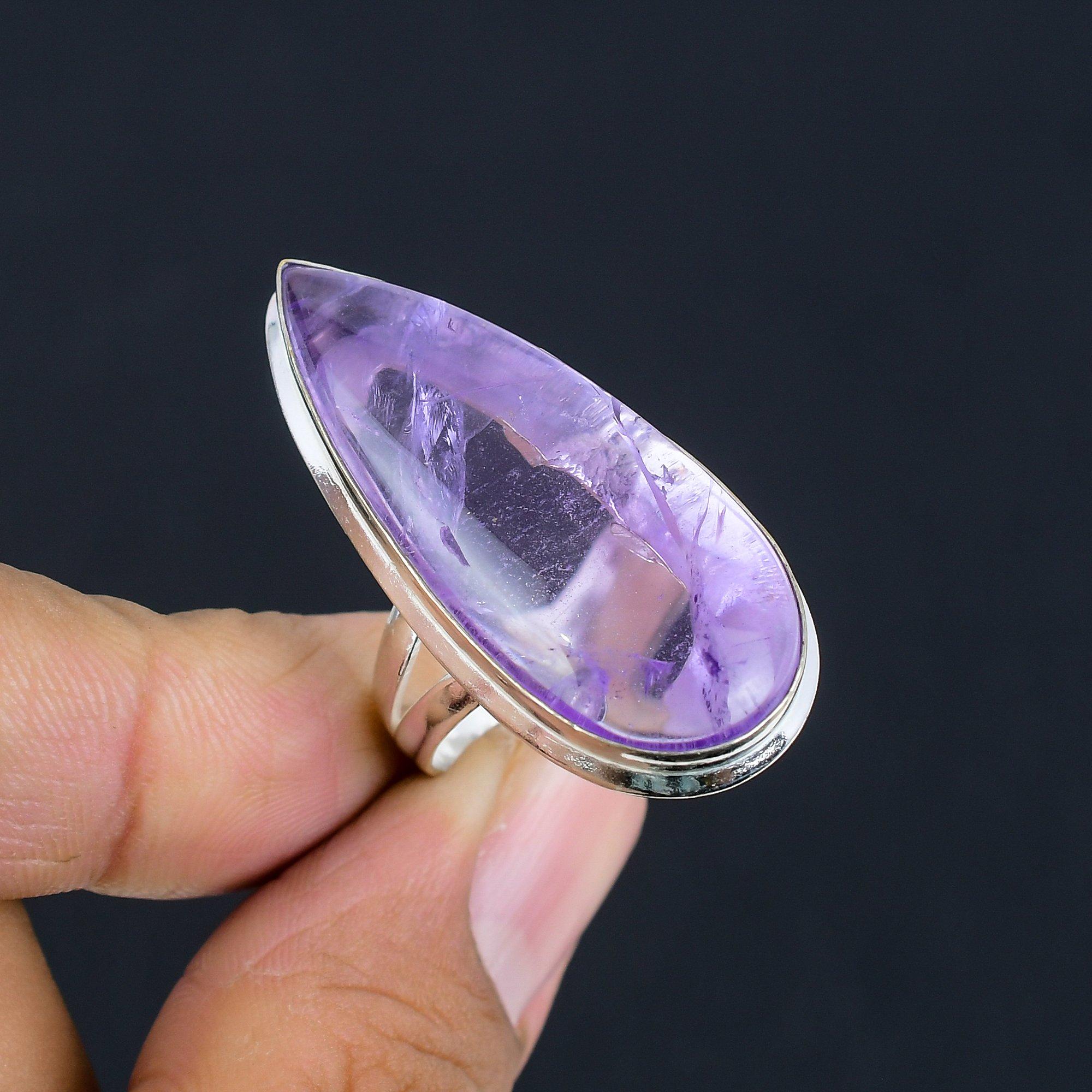 

Кольцо из серебра 925 пробы с драгоценным камнем Sage Amethyst, размер 9 фиолетовый