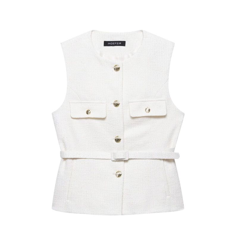 Kaslead New Arrival Women's Clothing Fashion Style Fashion All-Match with Belt Texture Vest 2132091 620