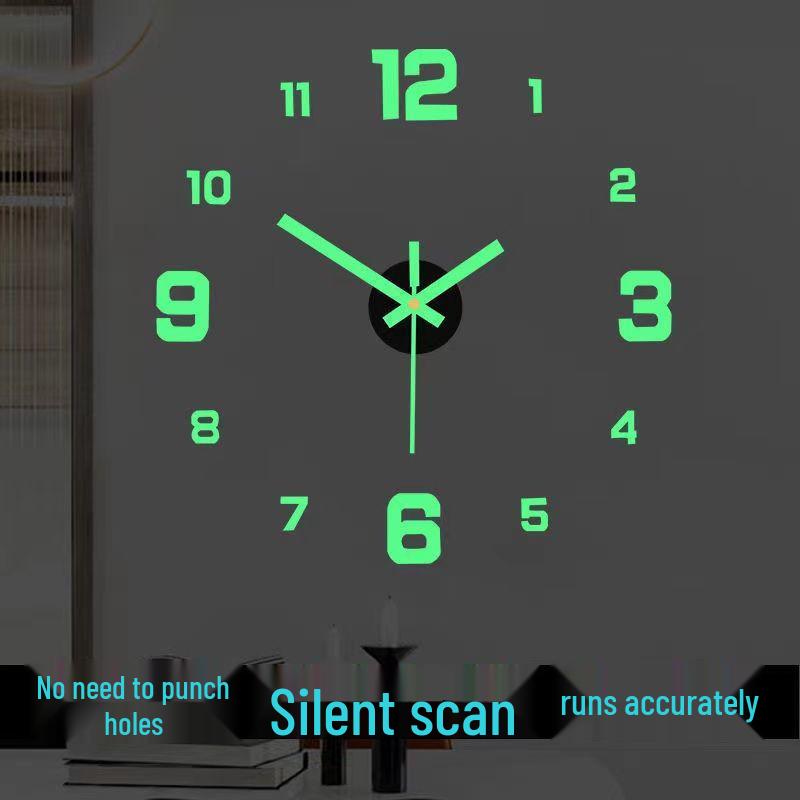 

Креативные светящиеся бесшумные настенные часы DIY – европейский стиль, наклейка на стену без пробивания отверстий для кабинета или гостиной.