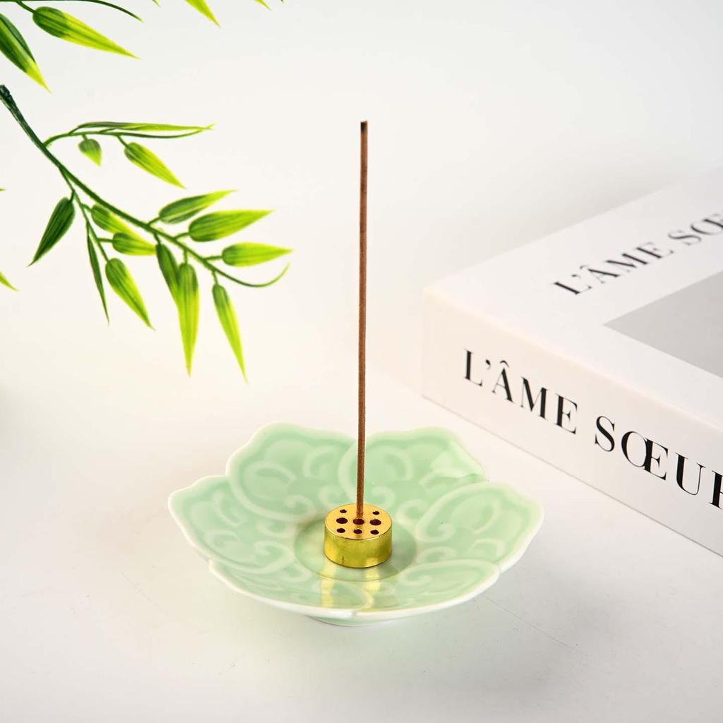 Modern Lotus Ceramic Incense Holder: Multi-Color Zen Tray for Home Aromatherapy and Study Decoration