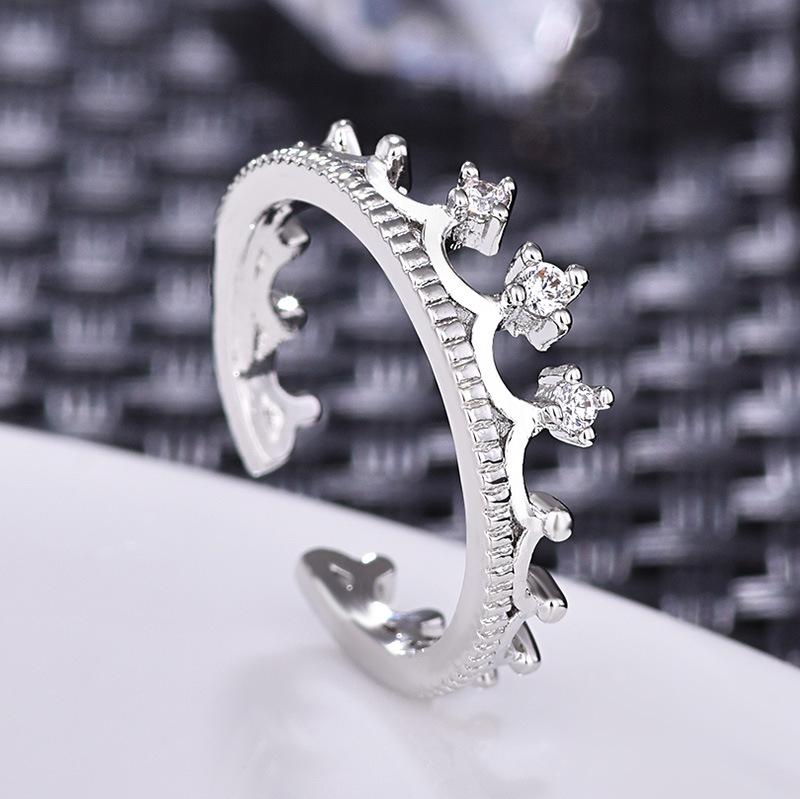 Korean Flower Crown Silver Ring - Original Goddess Design for Ladies