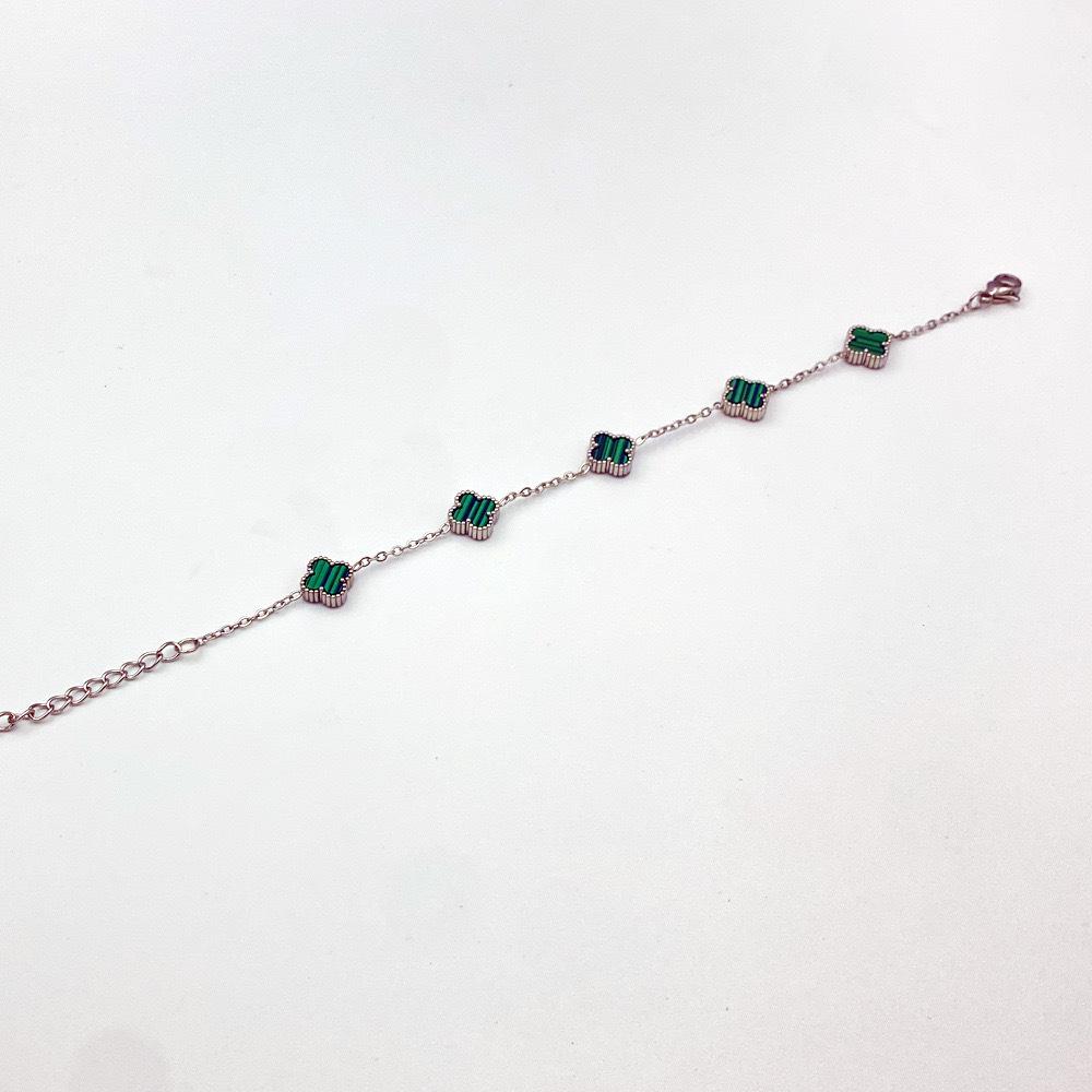 9MM Four-Leaf Clover Women's Bracelet Lucky Four-Leaf Clover Popular Influencer Style Fashionable Titanium Steel Non-Fading Bracelet