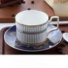 Light Luxury Coffee Cup and Saucer with Spoon, Bone China Tea Cup with Gold Trim,250ml Porcelain Coffee Mug with Handle