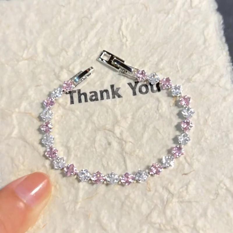 Super Flash Zircon Round Heart-shaped Flower Multi-layer Open Bracelet Exquisite and Beautiful Bracelet Light Luxury Jewelry Women