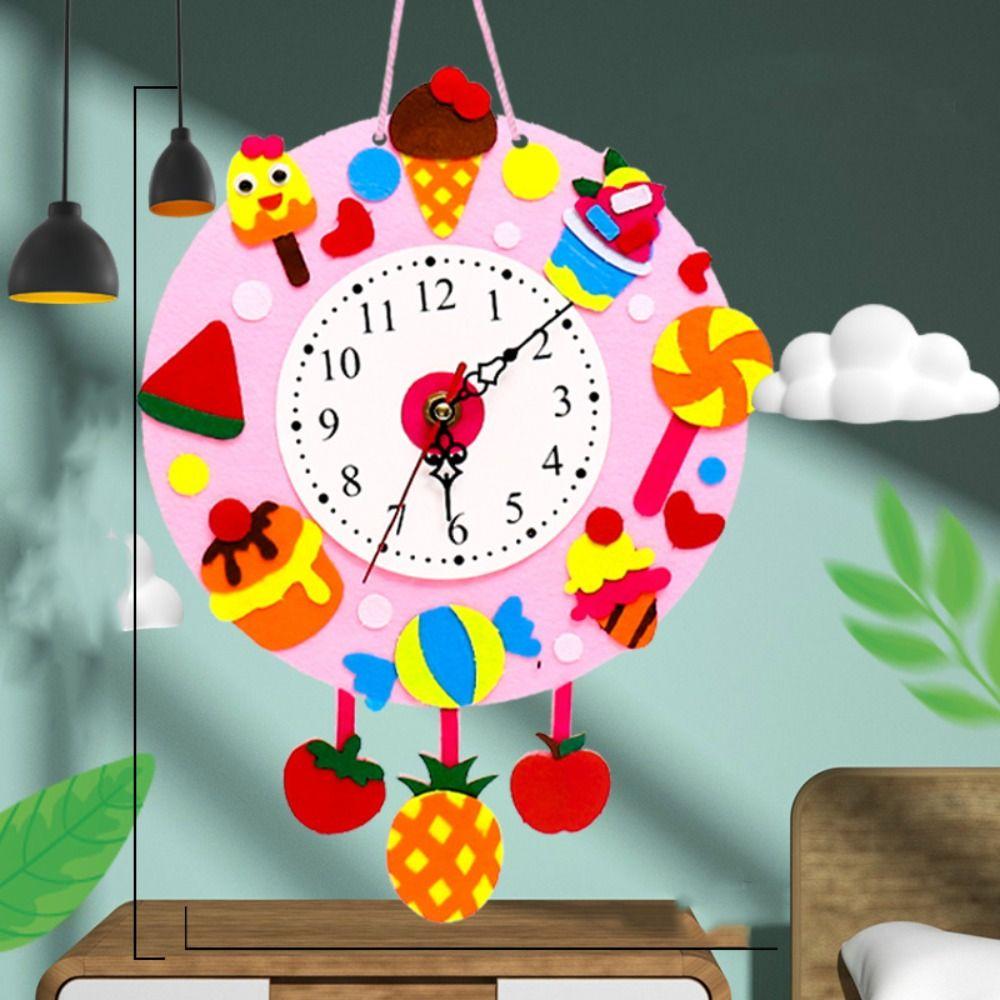 Cartoon Clock Cognition Clocks Toys Nonwoven Fabric Time Teaching Aid  Montessori Arts Crafts