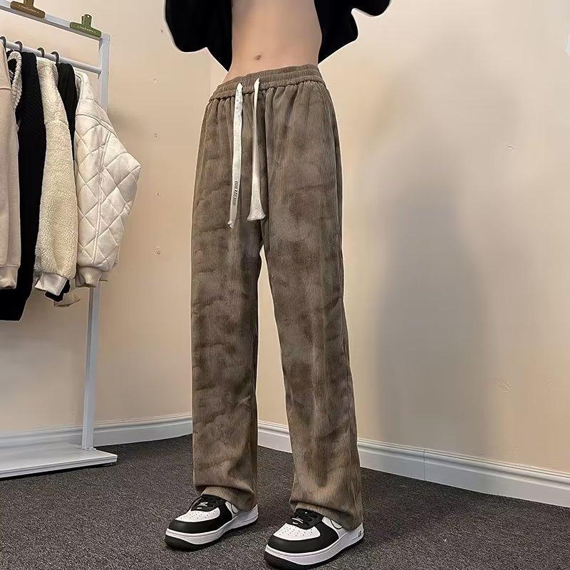 Corduroy Heavy Pants Autumn and Winter American High Street Oversize Straight Wide-leg Pants Men's High-end Casual Pants
