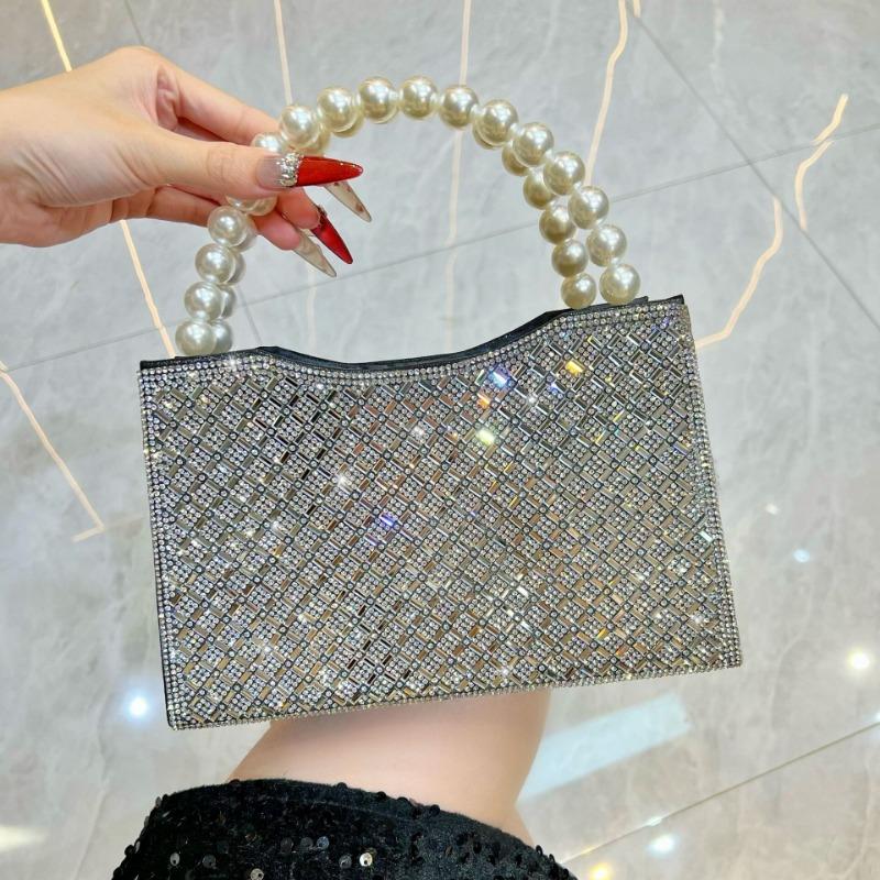 Pearl Handbag - Fashionable Evening Bag - Chain Shoulder Bag - Shiny Crystal Crossbody Bag