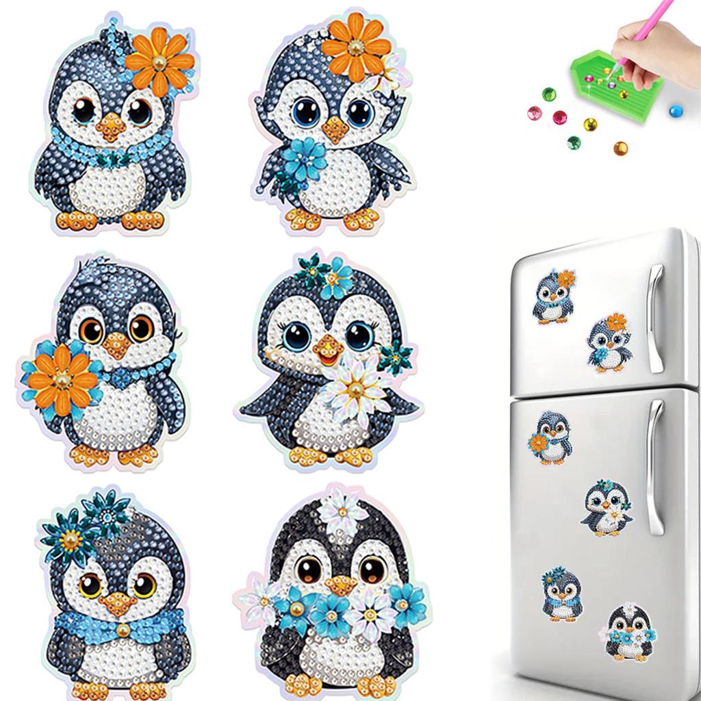 6Pcs Animal DIY Acrylic Diamond Painting Fridge Magnets DIY Diamond Painting Magnets Kit Crystal Sparkling Diamond Magnets Set