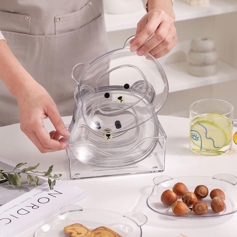 2~3Pcs Cute Cartoon Brown Bear Snack Fruit Plate Kawaii Kid Girl Cookies Dessert Dishes Household Bone Nut Shell Garbage Plate